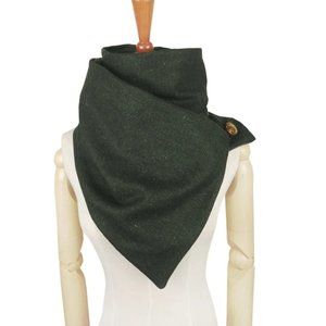 NWT - Black & dark military green herringbone wrap scarf